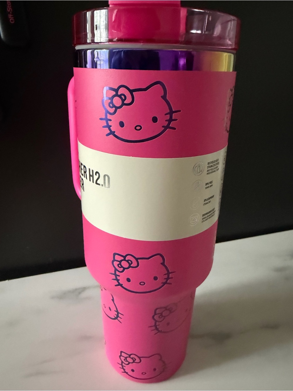 Hello Kitty Pink Travel Tumbler with Navy Accents